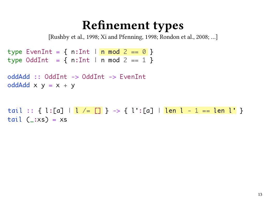 Refining types with predicates