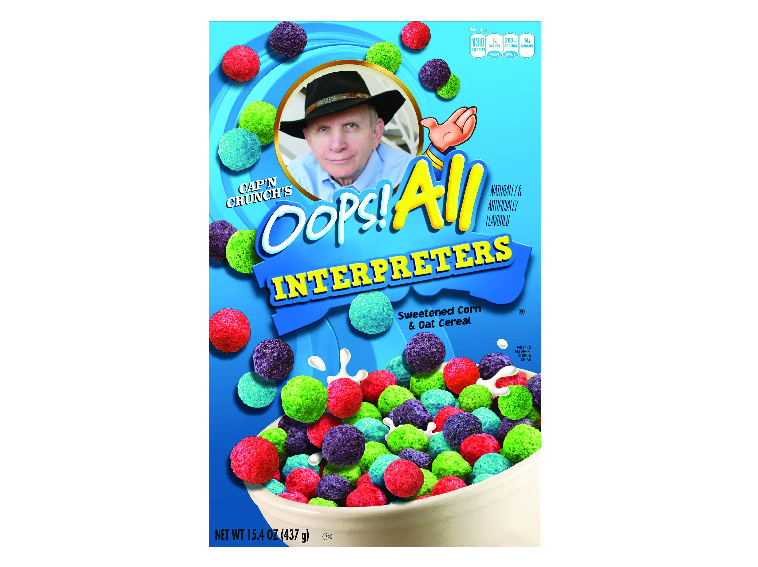 The Oops! All Berries box with 'Interpreters' instead of 'Berries', and with Dan instead of Cap'n Crunch